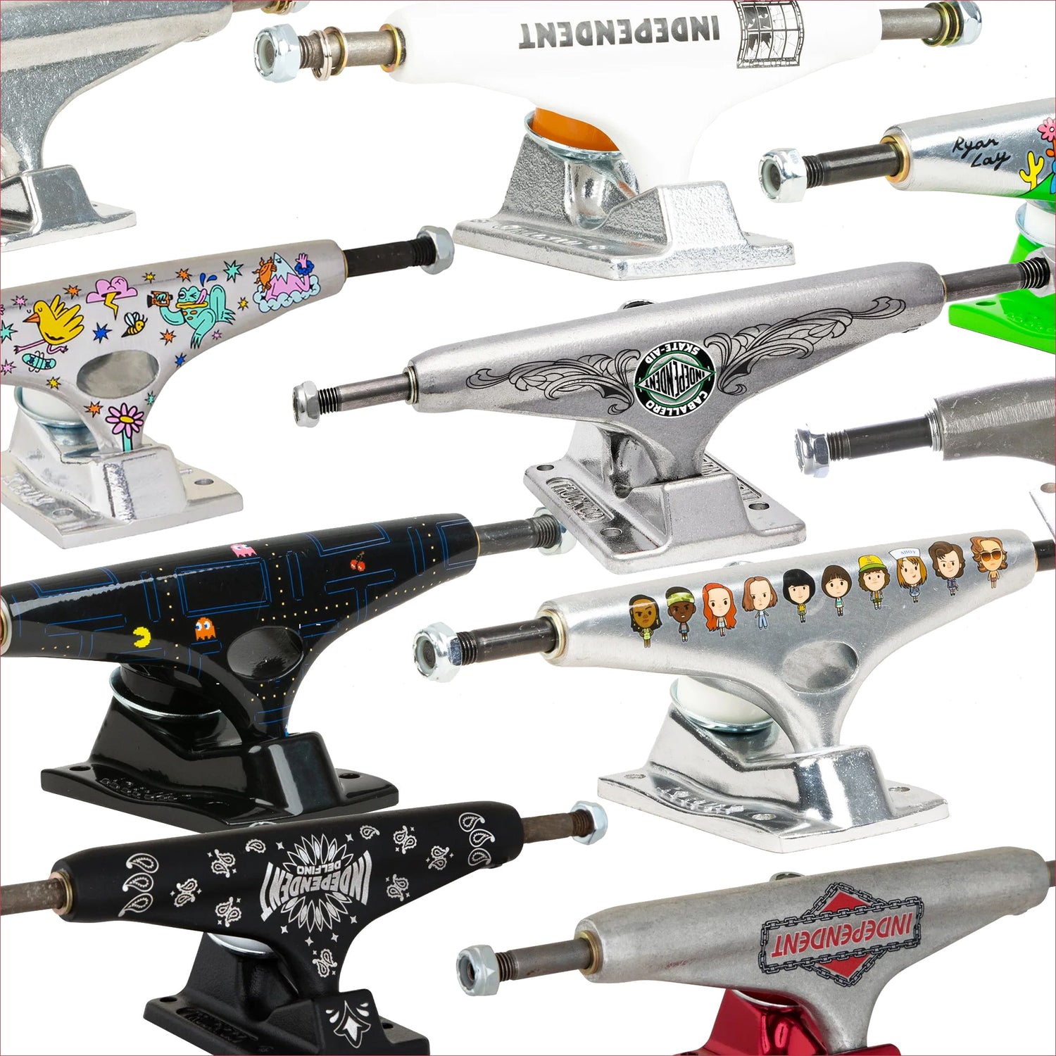 Skateboard Trucks van o.a. Independent, Krux & Bullet