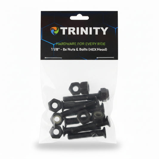 TRINITY hardware - set van 8 bouten en moeren - 1 1/8"- (Allen/Inbus/Hex kop)